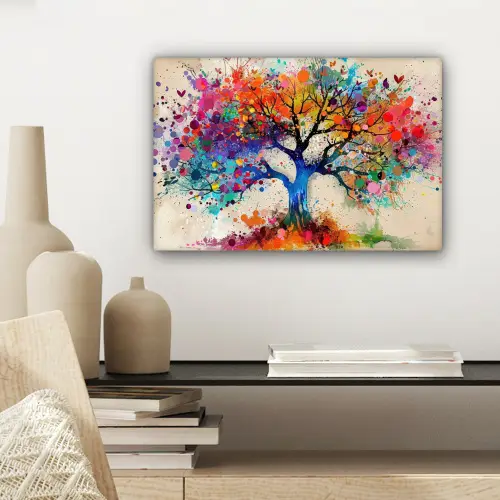 Levensboom - Natuur - Kleurrijk - Boom canvas 2cm klein -sfeer6