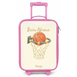 Basketbal in neutrale kleuren Kinderkoffer - Roze klein -zz3dotto
