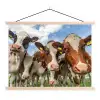 Koeien - Dieren - Weiland - Natuur textielposter latten blank klein -3d