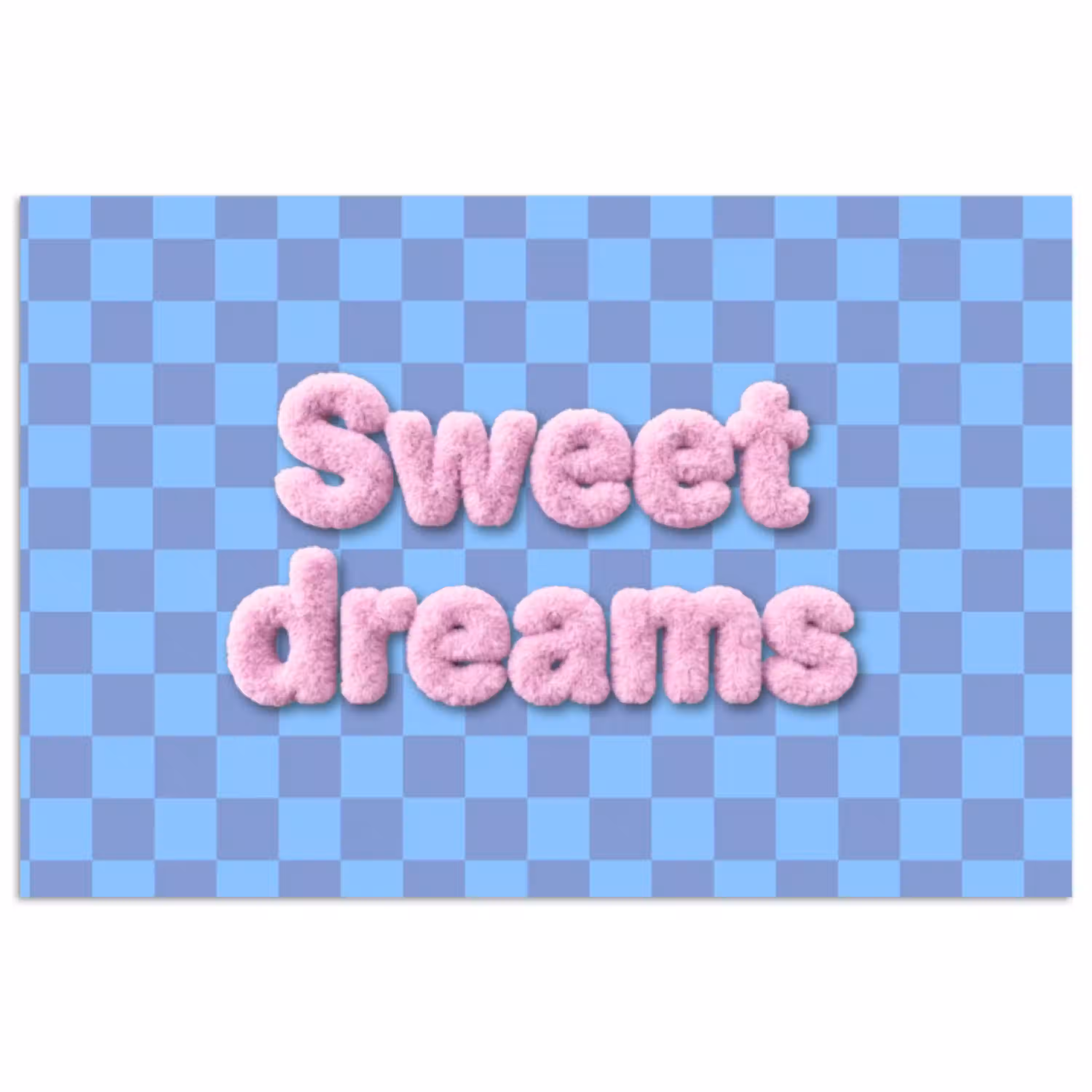 Sweet dreams - Vierkanten - Roze - Blauw poster papier klein -3d