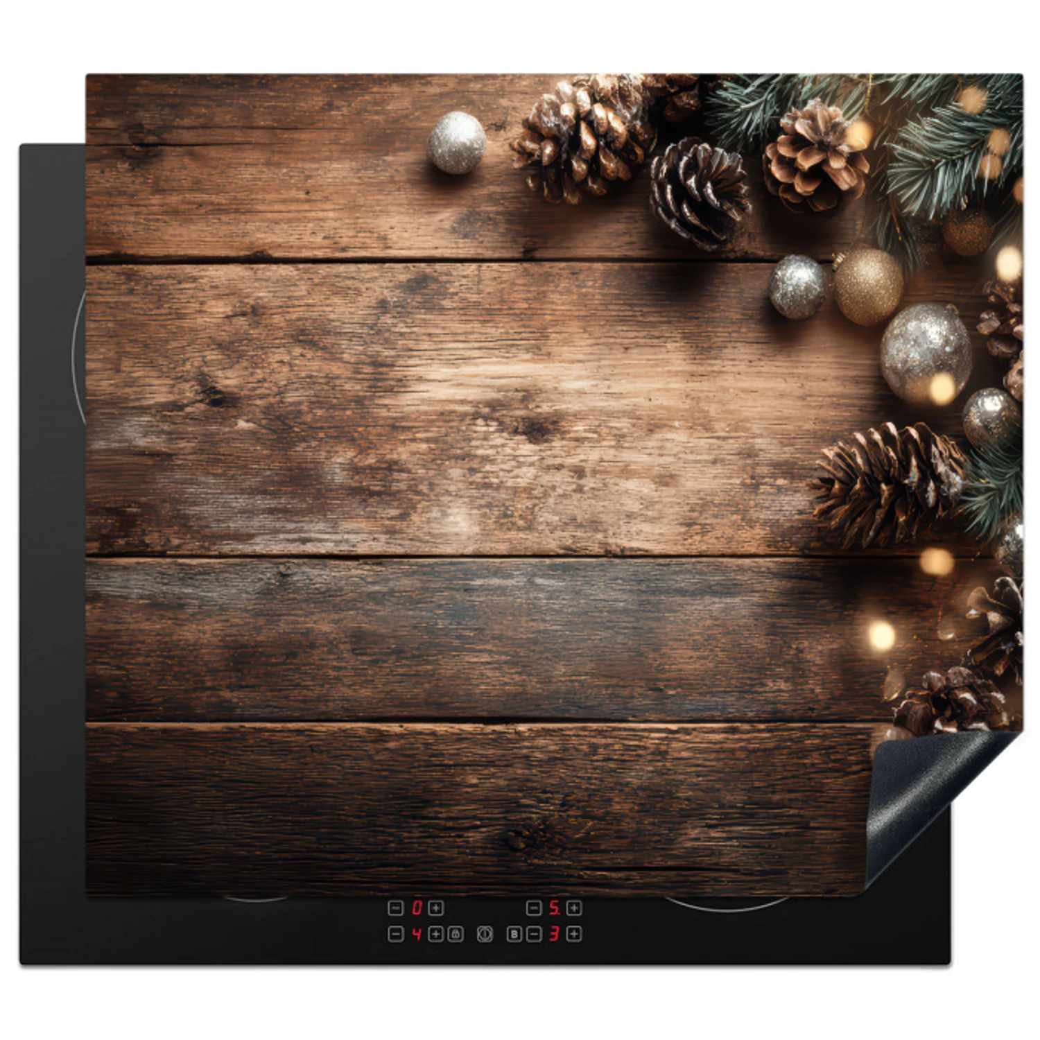 Kersthoekdecoratie - Dennenappels - Lichtjes Inductie beschermer vinyl 3mm middel -3d