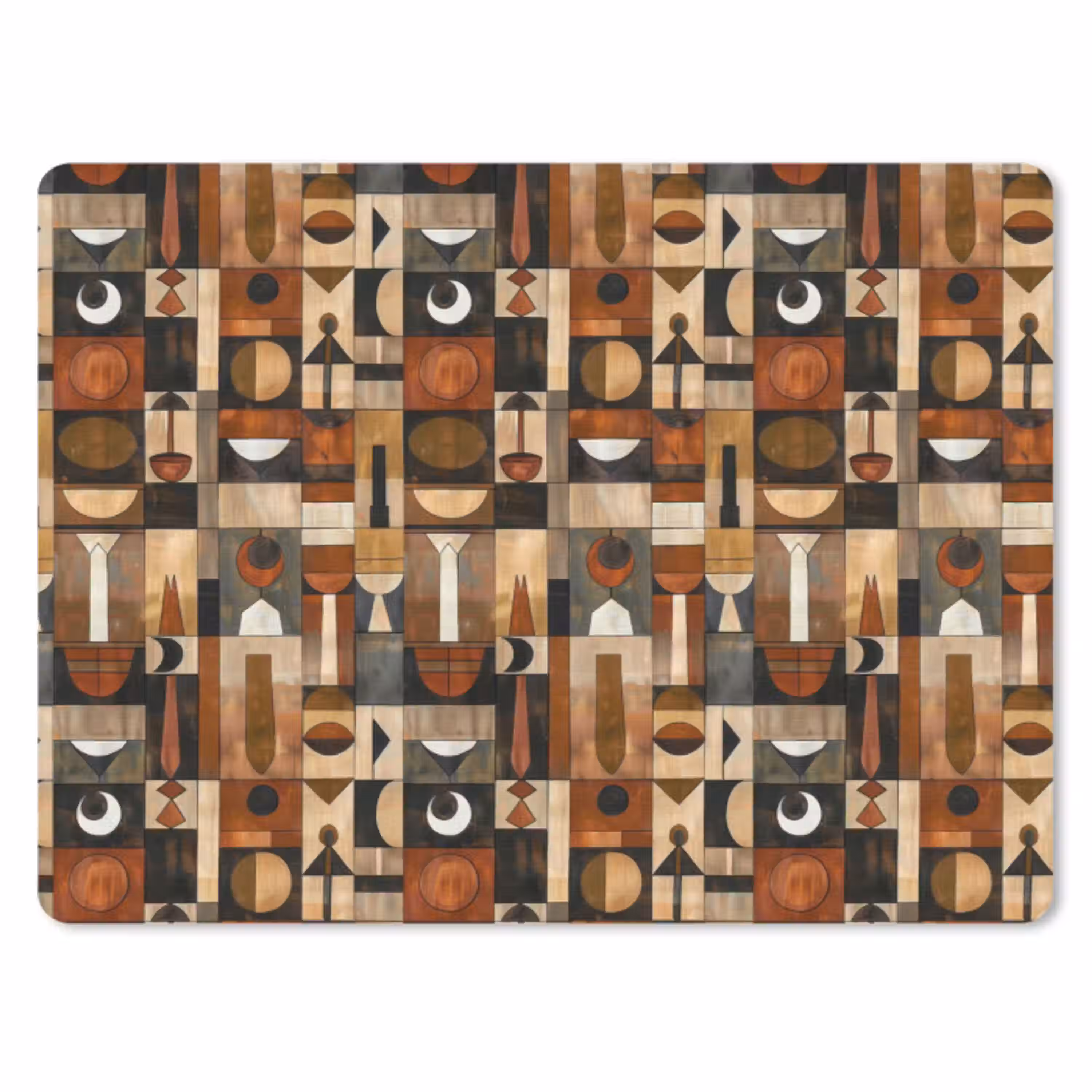 Terracotta - Geometrisch - Mid-Century - Patroon muismat rubber klein 262 -3d