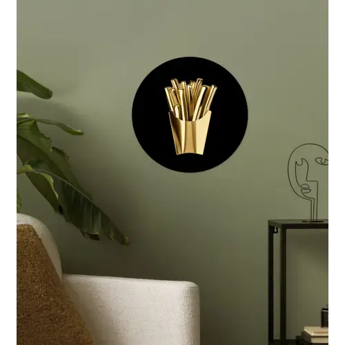 Friet - Goud - Chrome - Eten Wandcirkel behangsticker klein -sfeer2