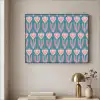 Blauw - Retro - Patroon - Hartjes Textielframe zwart klein 947 -sfeer2