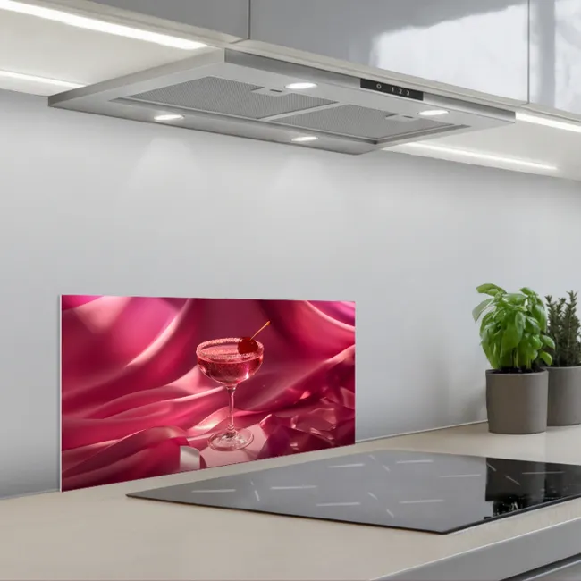 Cocktail - Pink - Luxe keuken achterwand spatscherm klein -3d_schuin