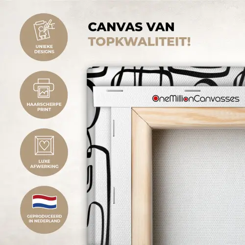 Lijnen - Zwart - Vorm - Abstract canvas 2cm xxl 828 -sfeer2
