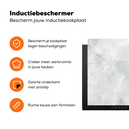 Gebroken Witte Marmerijsschotsen Inductie beschermer vinyl 3mm klein -zzzzzzz-td-ups