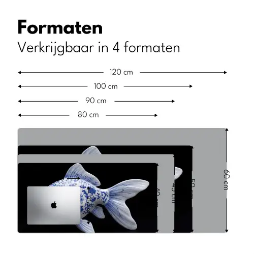 Porselein - Goudvis - Delfts - Blauw Muismat XXL klein -sfeer5