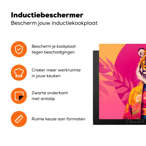 Tijger - Kimono - Planten - Roze Inductie beschermer vinyl 3mm klein -zzzzzzz-td-ups