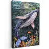 Mozaïek - Walvis - Koraal - Water Tuinposter op houten frame 2 cm dik klein -3d