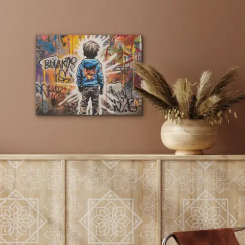 Graffiti - Jongen - Kleuren - Kunst - Street Art PET vilt klein -sfeer4
