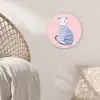 Kat - Illustratie - Minimalistisch - Roze Wandcirkel kunststof plaat 5mm dik klein -sfeer5