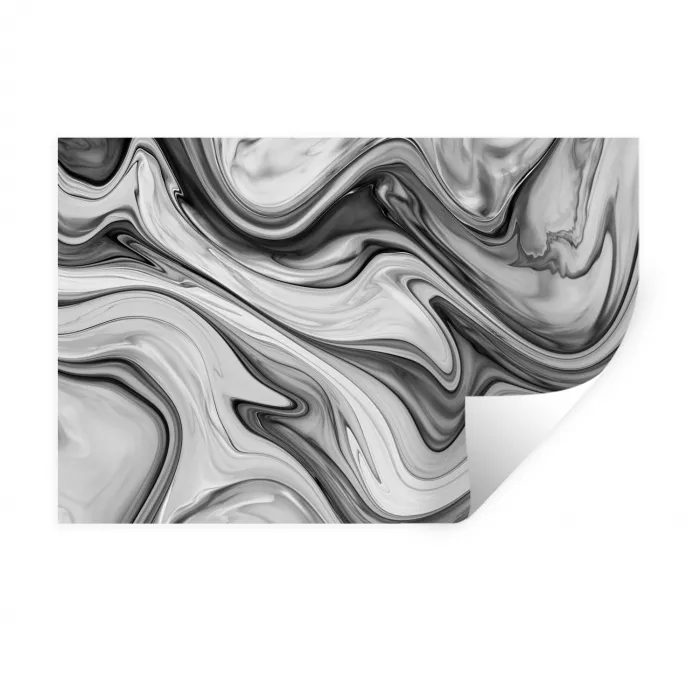 Marmer - Patronen - Grijs - Marmerlook - Zwart Muursticker klein -3d
