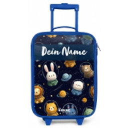 Dieren - Astronaut - Planeten - Sterren Kinderkoffer - Blauw klein -zz3dotto