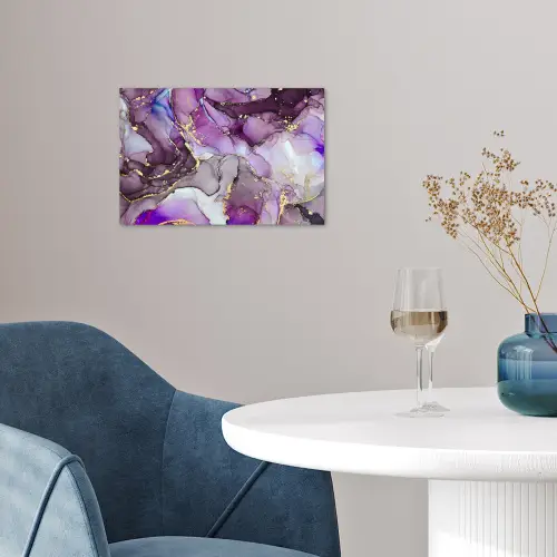 Marmer - Roze - Paars - Gold poster papier klein -sfeer3