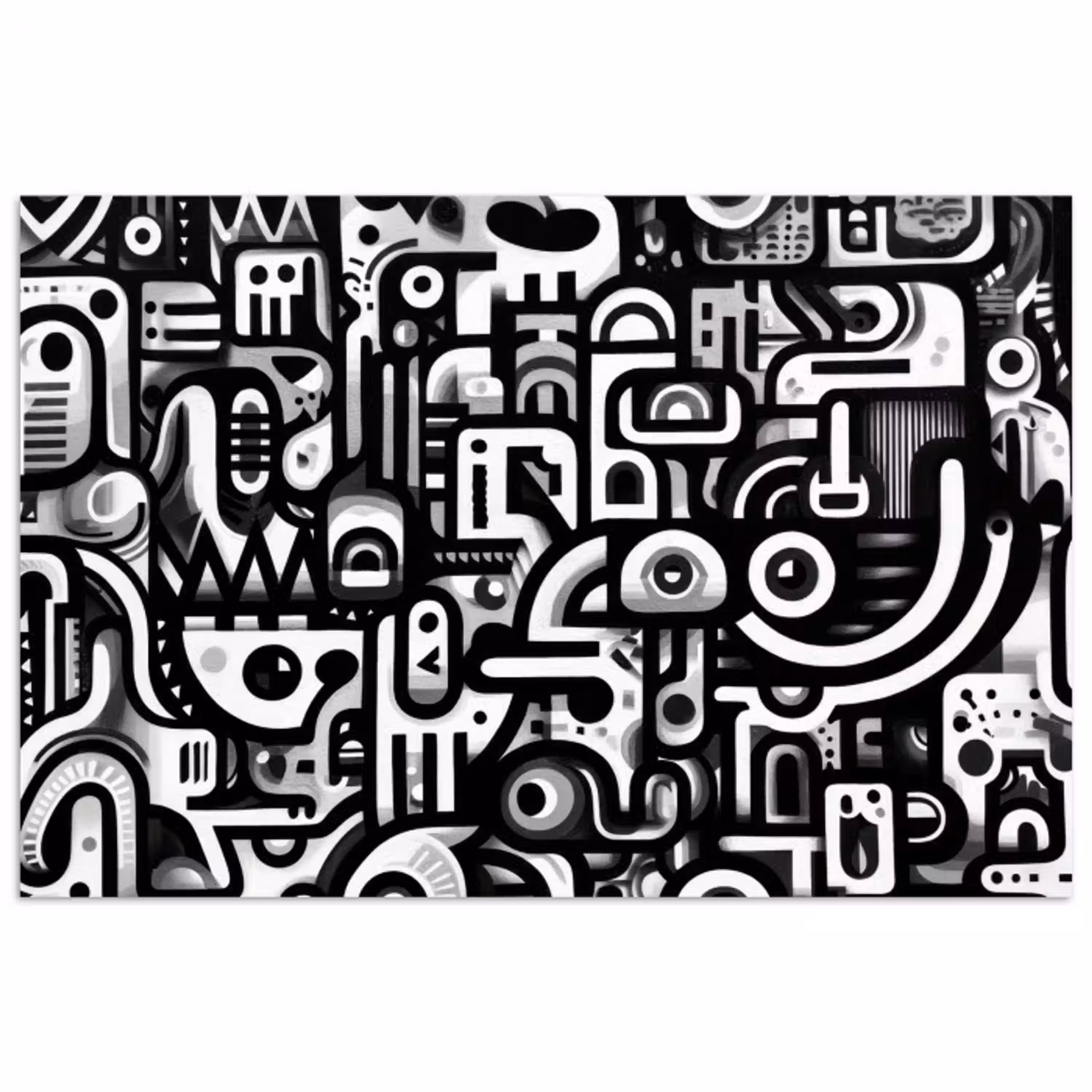 Symbolen - Abstract - Grafisch - Zwart poster papier klein -3d