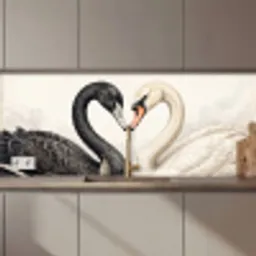 Zwanen - Hartvorm - Dieren keuken achterwand 2 middel zz_3dshopping