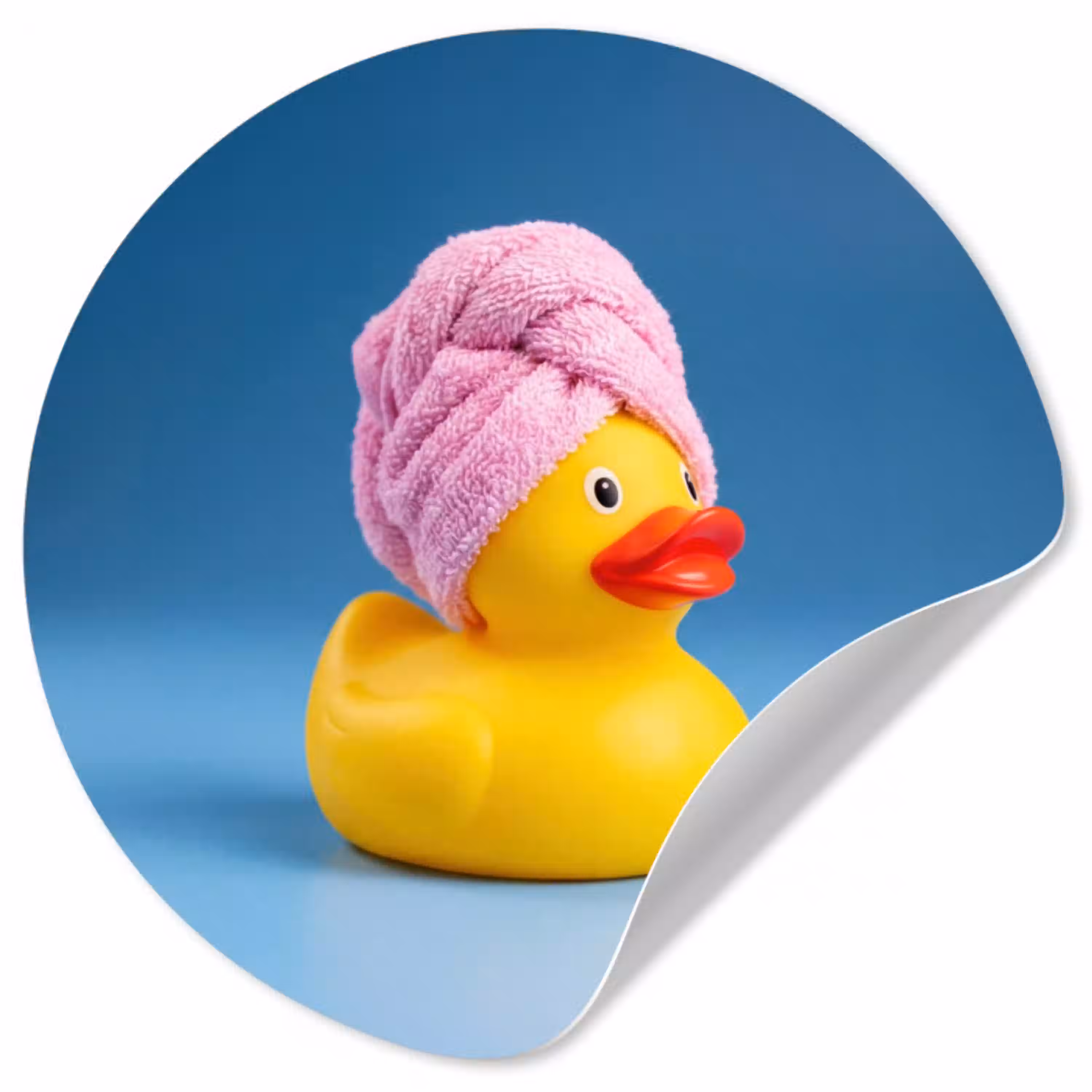 Badeend - Handdoek - Blauw Wandcirkel behangsticker klein -3d