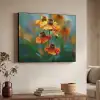 Oranje bloemen - Levendig - Wazige achtergrond Textielframe zwart klein -sfeer3