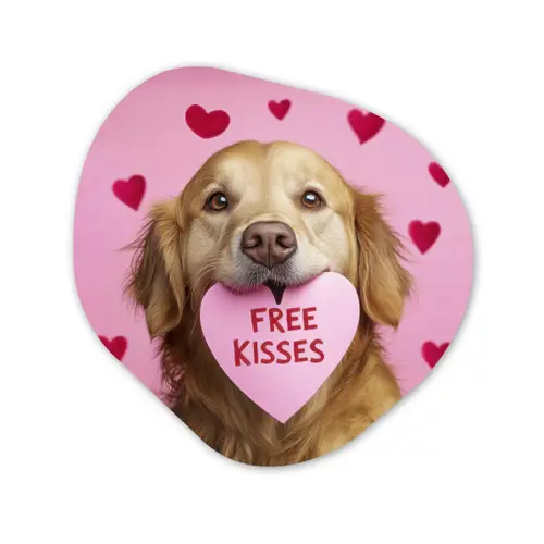 Hond - Kiss- Valentijn - Hartjes Wandcirkel Organisch Plexiglas middel -3d