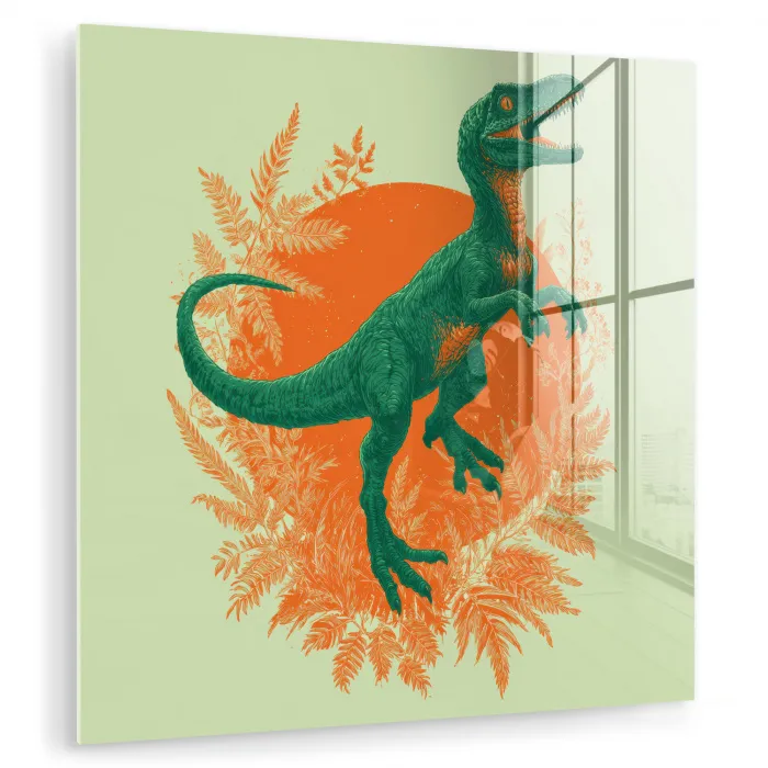 Dinosaurus - Groen - Planten - Cirkel plexiglas 5mm klein -zzzproduct_nieuw
