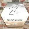 Aquarelachtergrond - Zwart beige - Klassiek Naambord Hexagon klein -sfeer2