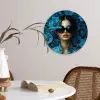Vrouw - Bloemen - Blauw - Aesthetic - Luxe Wandcirkel kunststof plaat 5mm dik klein -sfeer4