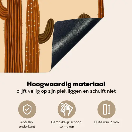 Cactus - Woestijn - Zand - Bruin Inductie beschemer met haakjes middel -ky-onderkant-nl