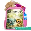 Olifant - Tijger - Bos - Jungle Kinderrugzak - Roze middel -inhoud_NL