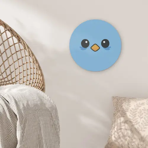 Vogel - Blauw - Eenvoudig Akoestische PET Vilt - Rond klein -sfeer4