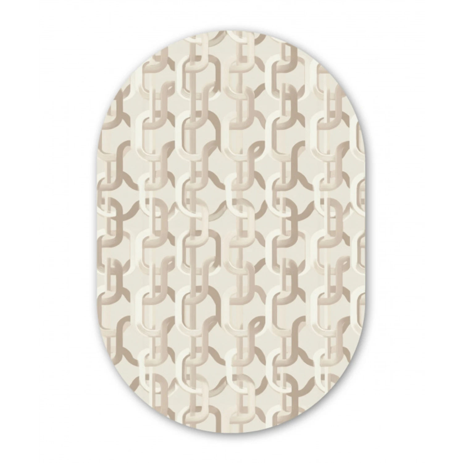 Motief - Abstract - Beige Wandcirkel Ovaal Aluminium middel 839 -3d