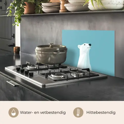 Ijsbeer - Lichtblauw - Minimalistisch keuken achterwand spatscherm klein -usp_NL