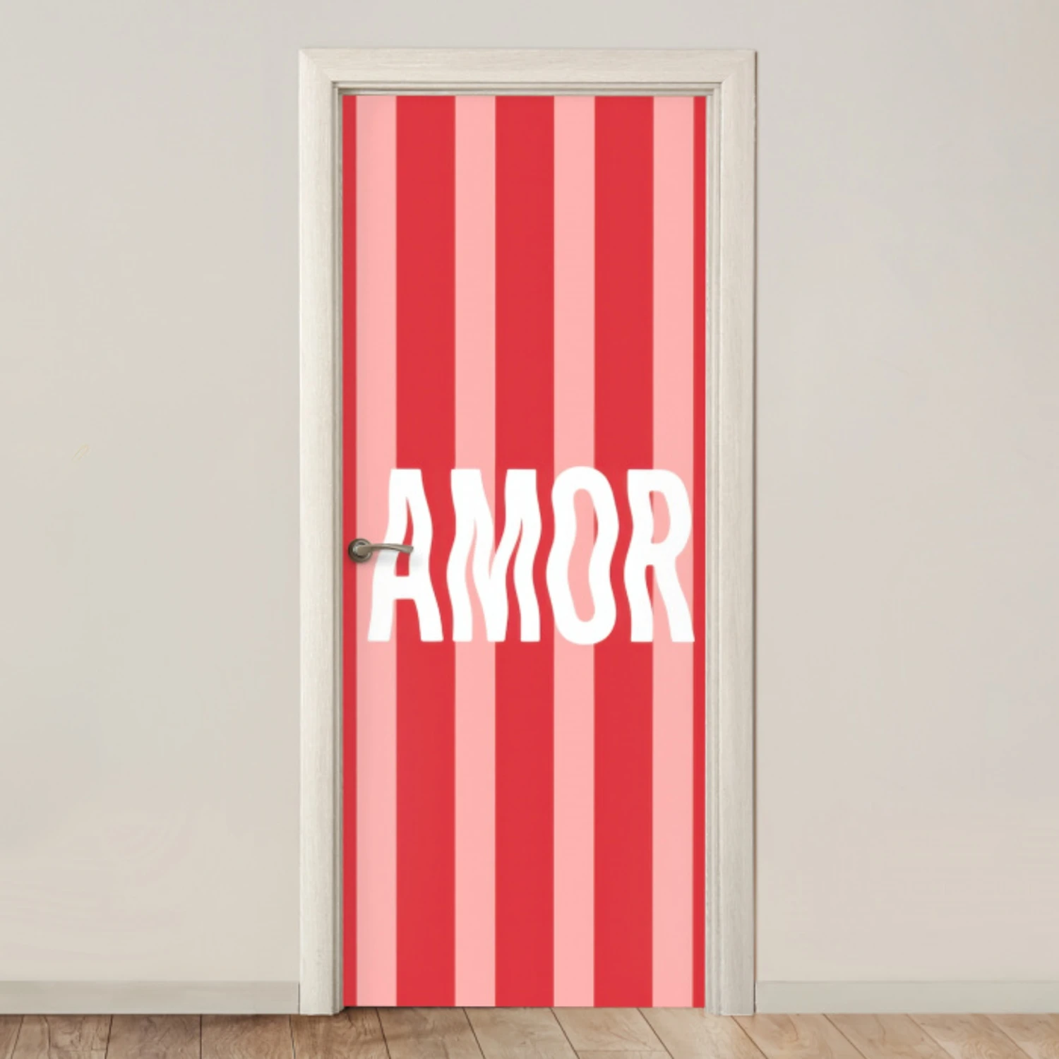 Amor - Strepen - Rood - Roze deurposter klein -3d_beige
