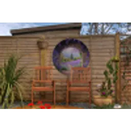 Doorkijk - Lavendel - Bloemen - Paars - Poort Wandcirkel tuinposter met ringen klein -buiten3