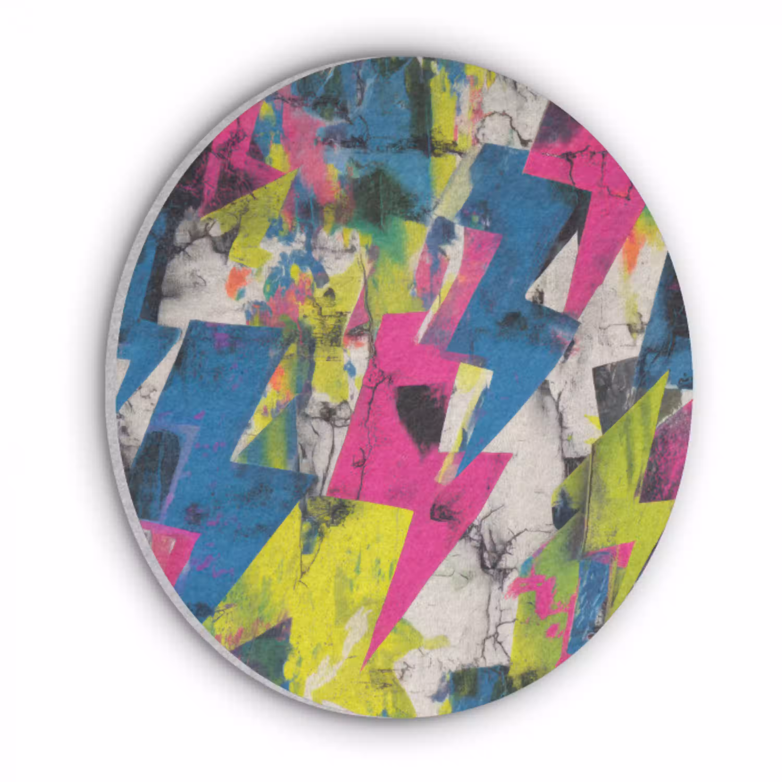 Bliksemschichten - Patroon - Marmer - Kleuren Akoestische PET Vilt - Rond klein -3d