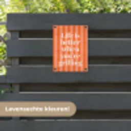 Tekst - Gestreept - Oranje - Zomer tuinposter los doek klein -sfeer3