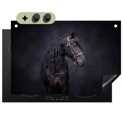Portret - Paard - Donker Inductie beschemer met haakjes klein -3d