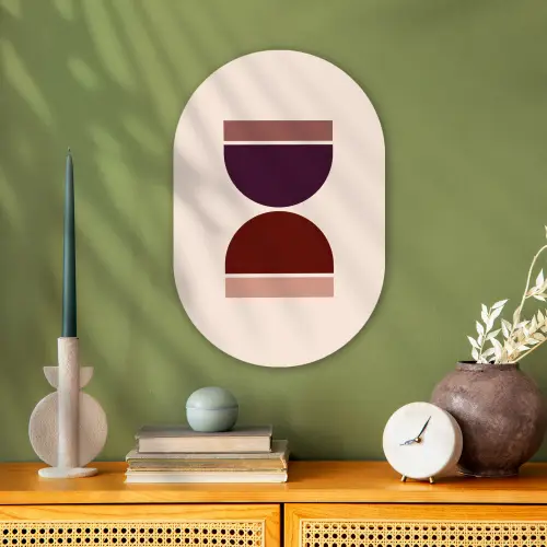 Zandloper - Symmetrisch - Rood - Paars Wandcirkel Ovaal Forex klein -sfeer2