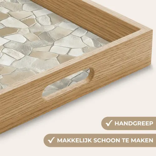 Mozaïek - Stenen - Beige Dienblad Rechthoek middel 911 -USP_HandgreepNL