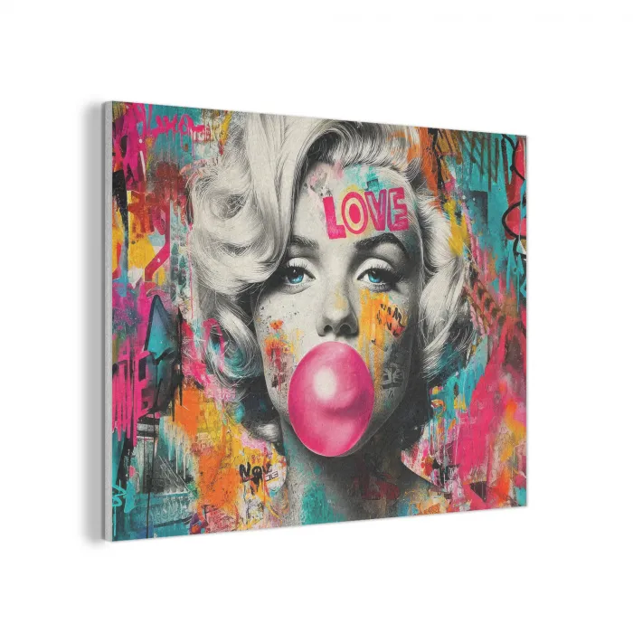 Vrouw - Kauwgom - Graffiti - Neonkleuren PET vilt klein -3d