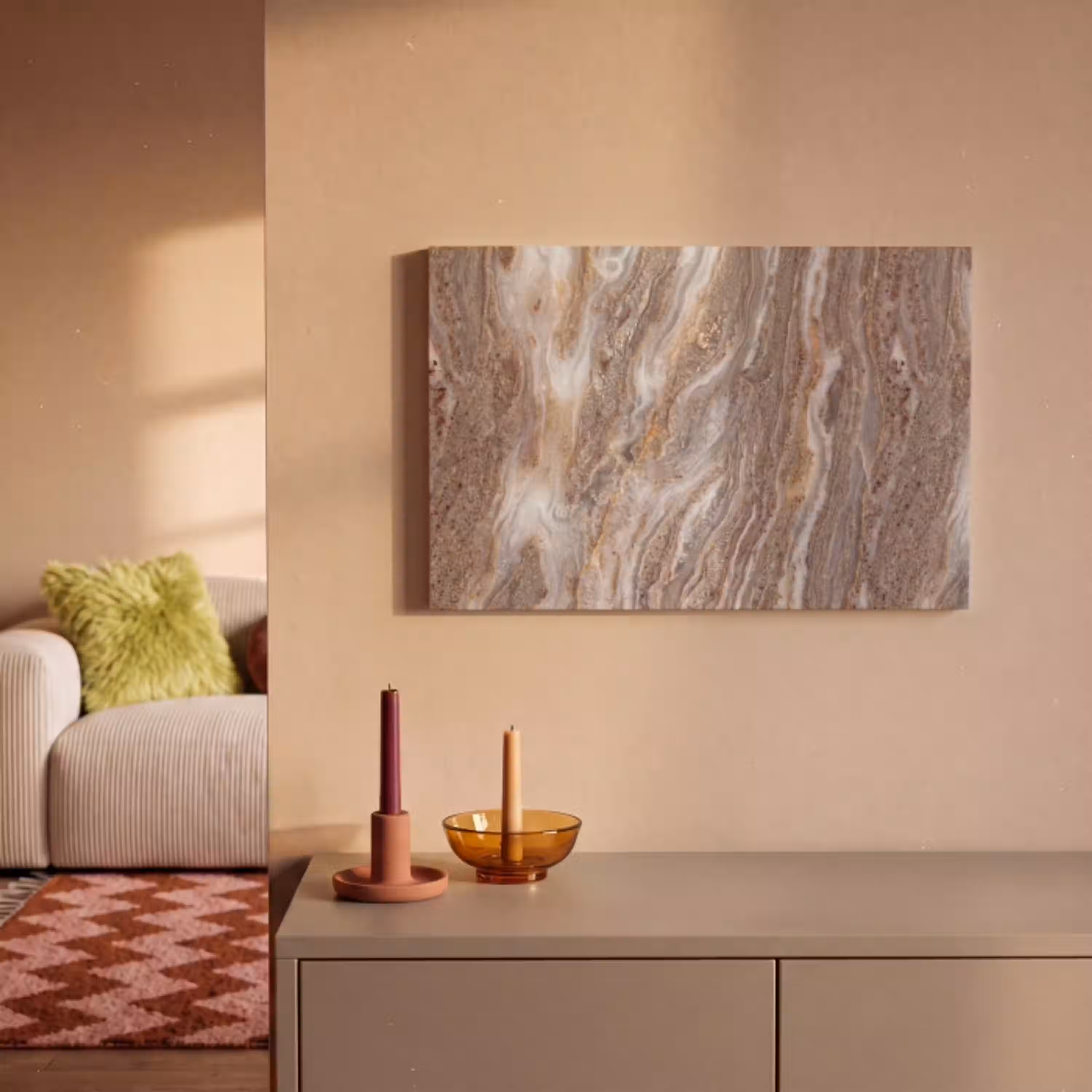 Textuur - Steen - Abstract - Beige canvas 2cm klein -sfeer1
