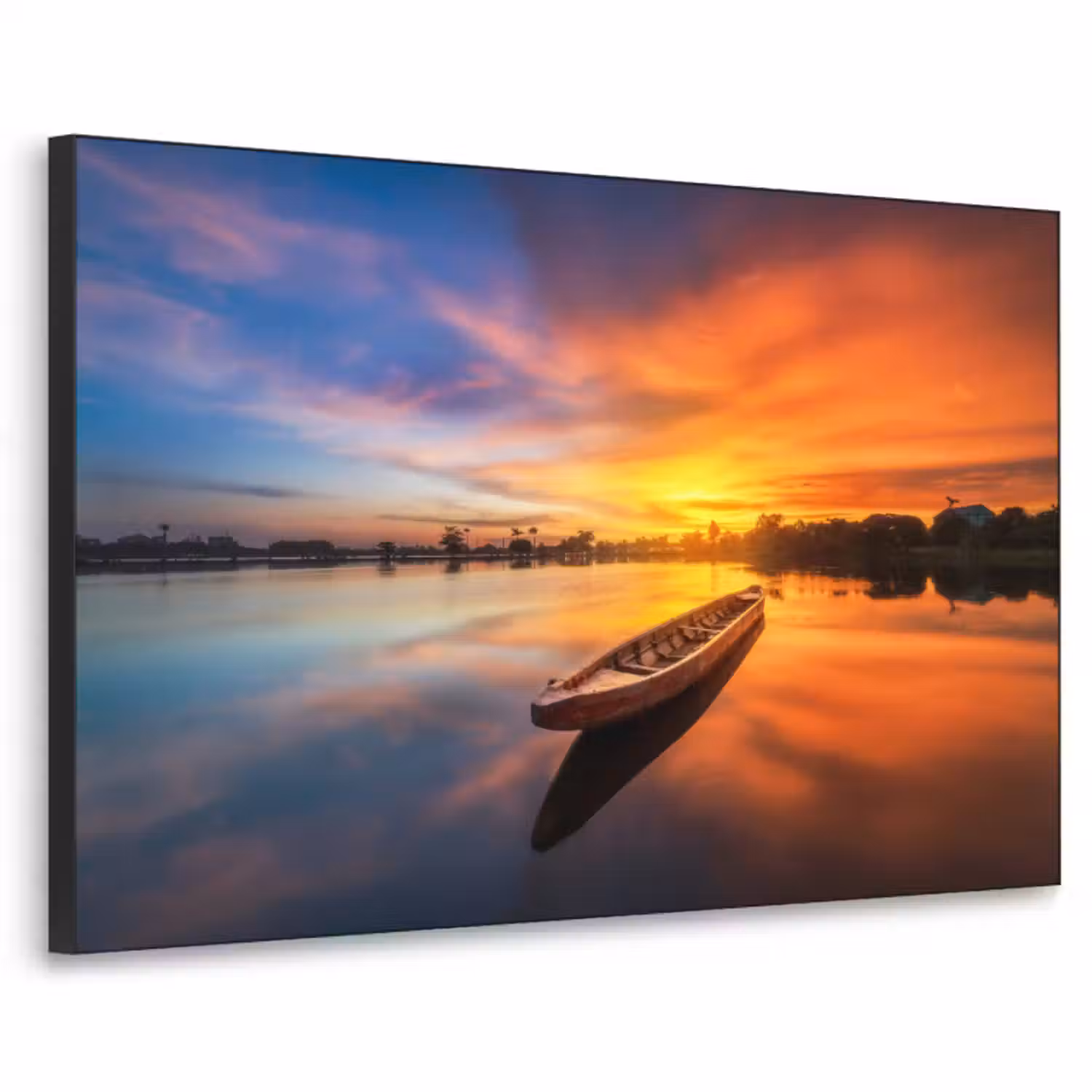 Art frame - Boot - Water - Zonsondergang - Oranje - Water
