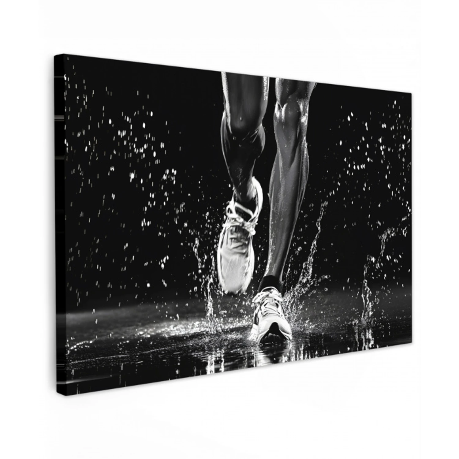 Hardloopschoenen - Rennen - Druppels - Zwart Tuinposter op houten frame 2 cm dik klein -3d