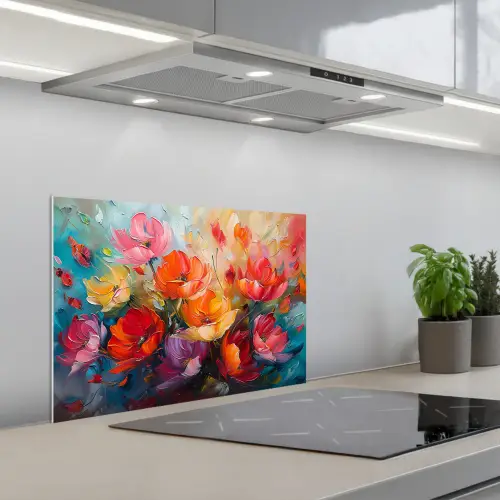 Bloemen - Kunst - Watercolor - Botanisch keuken achterwand spatscherm klein -3d_schuin