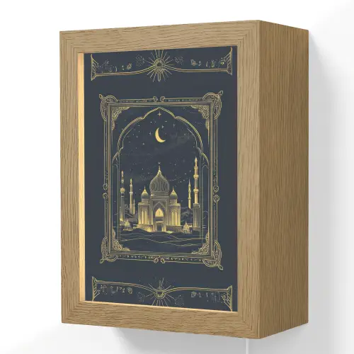 Moskee - Islam - Goud - Ramadan - Islamitische Light Box met kabel (Wandlamp) klein -3d