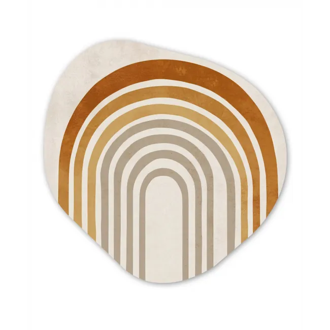 Minimalistisch - Boog - Lijnen - Beige Wandcirkel Organisch Forex 3mm klein -3d