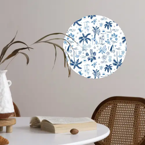 Zee - Strand - Blauw - Wit Wandcirkel behangsticker klein 186 -sfeer3