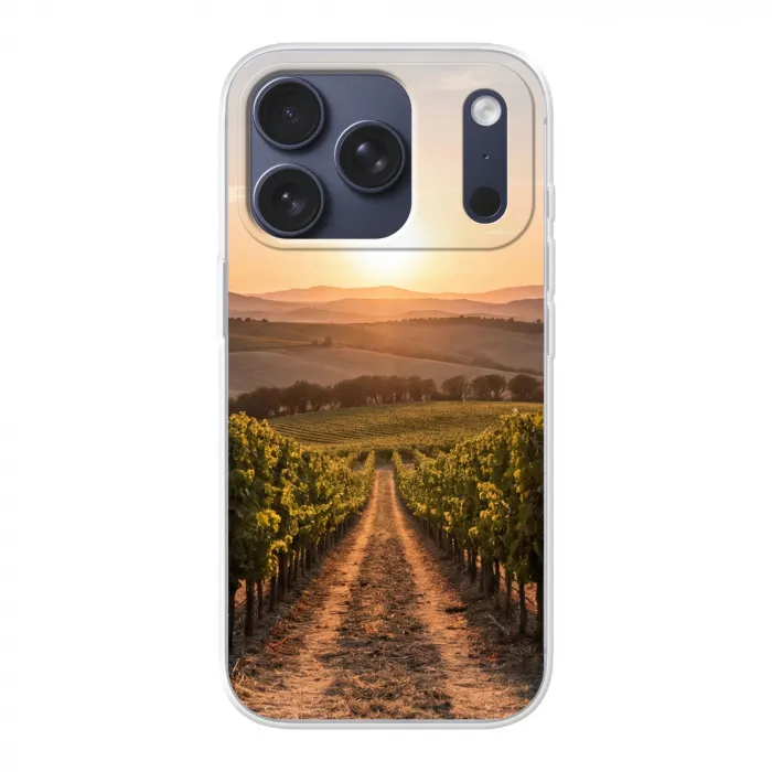 Wijngaard - Zonsondergang - Landschap Telefoonhoesje iPhone 17 Pro klein -3d