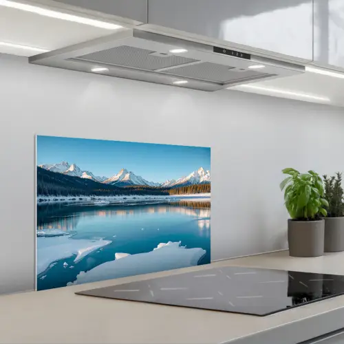 Landschap - Winter - Meer - Bergen - Uitzicht - IJs keuken achterwand spatscherm klein -3d_schuin