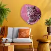 Panter - Luxe - Roze Wandcirkel Organisch Aluminium middel -sfeer4